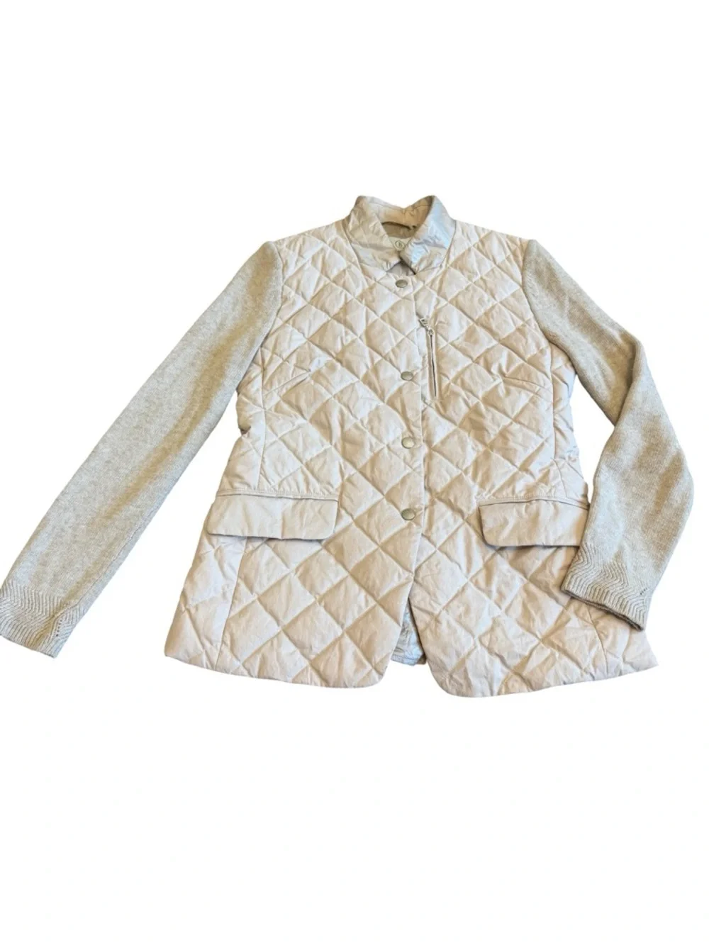 Bogner Down Filled Diamond Quilted Jacket Wool Sleeves Sweater Size 8 Women's